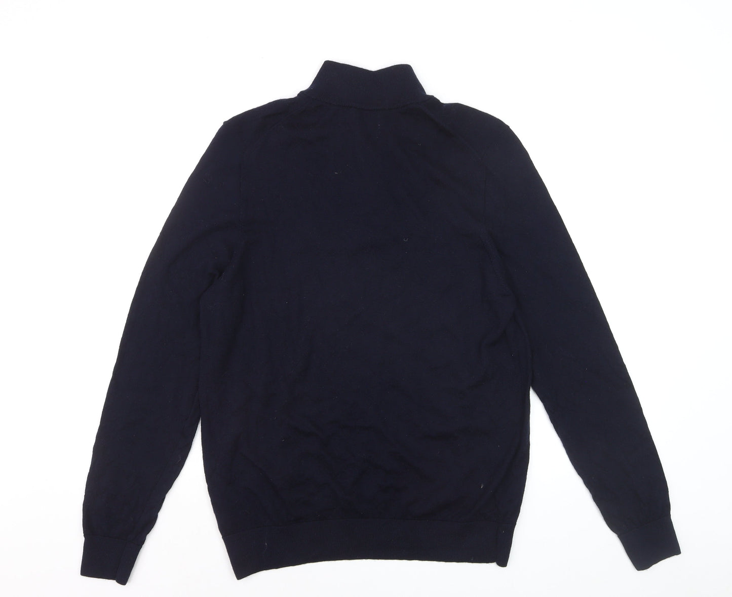 Marks and Spencer Men's Blue L 1/2 Zip Merino Wool Jumper