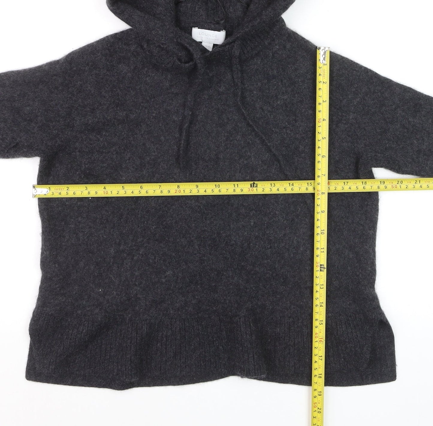 The White Company Women Grey 100% Cashmere Hooded Pullover Jumper M