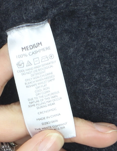 The White Company Women Grey 100% Cashmere Hooded Pullover Jumper M