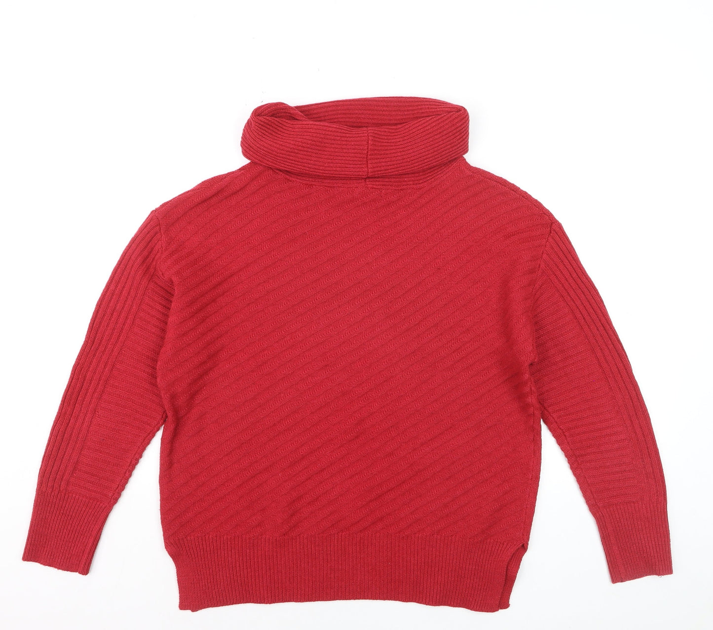 Roman Women Red Roll Neck Knit Jumper Size 12 Long Sleeve