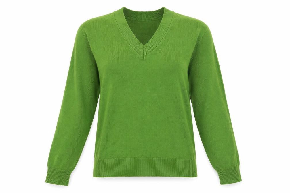 Marks & Spencer Women Green XS V-Neck Wool Blend Jumper