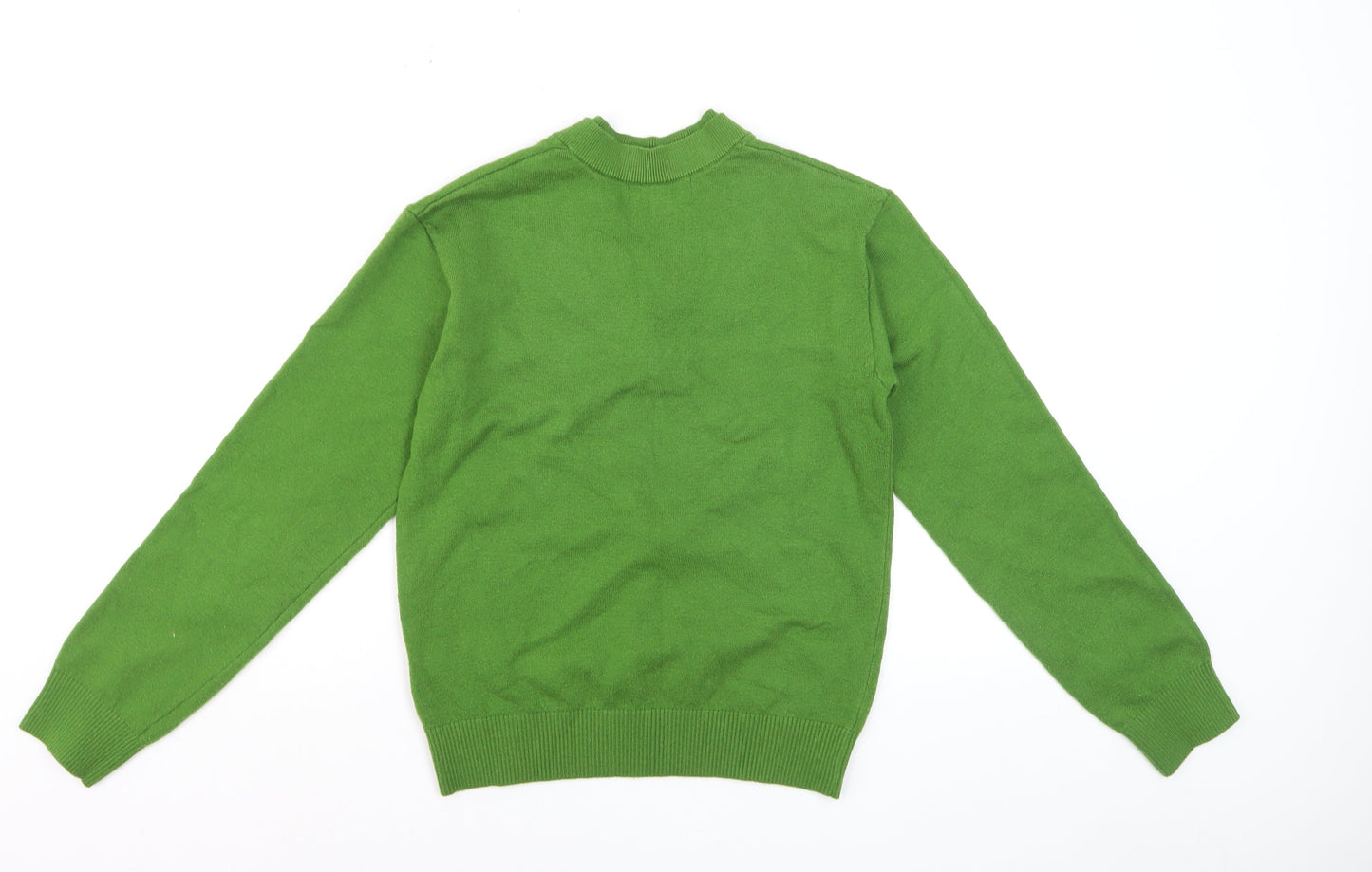 Marks and Spencer Women Green XS V-Neck Wool Blend Jumper