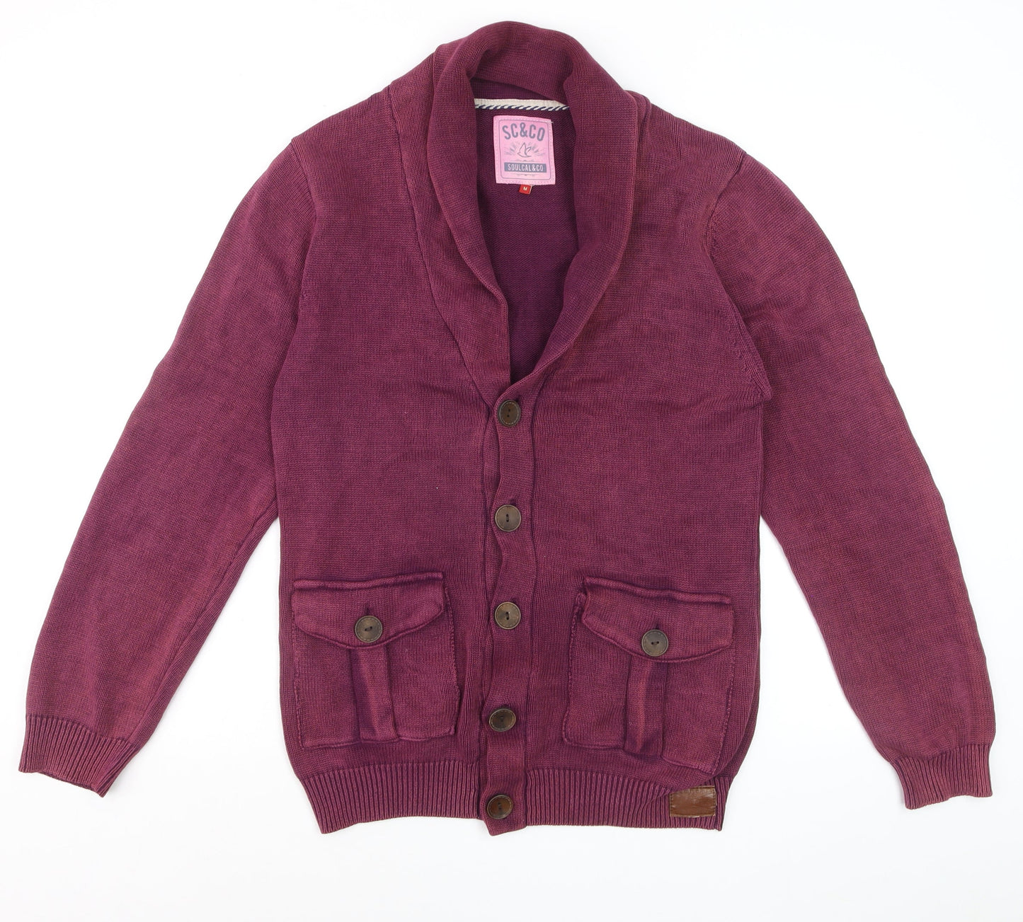 SoulCal & Co Men's Purple Cotton Button Cardigan M