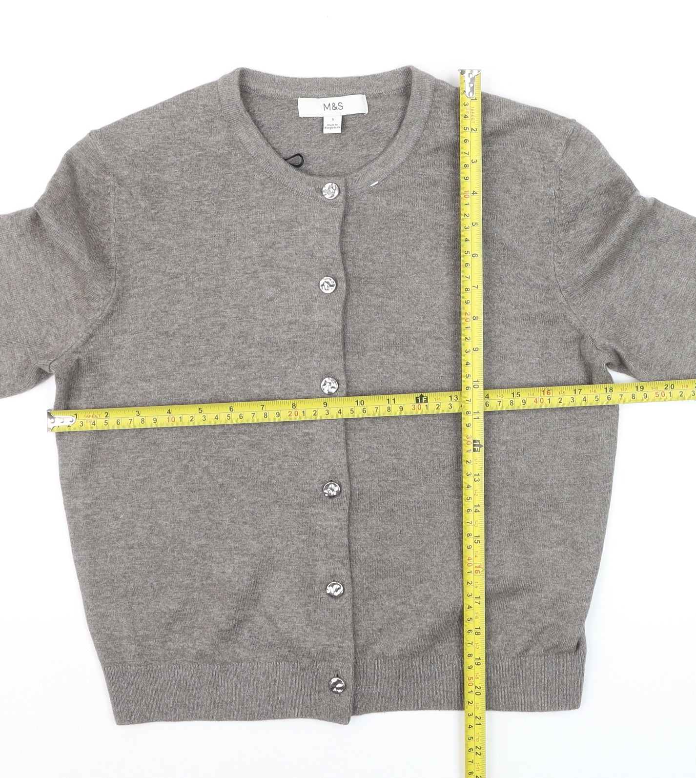 Marks and Spencer Womens Grey Short Sleeve Cardigan S