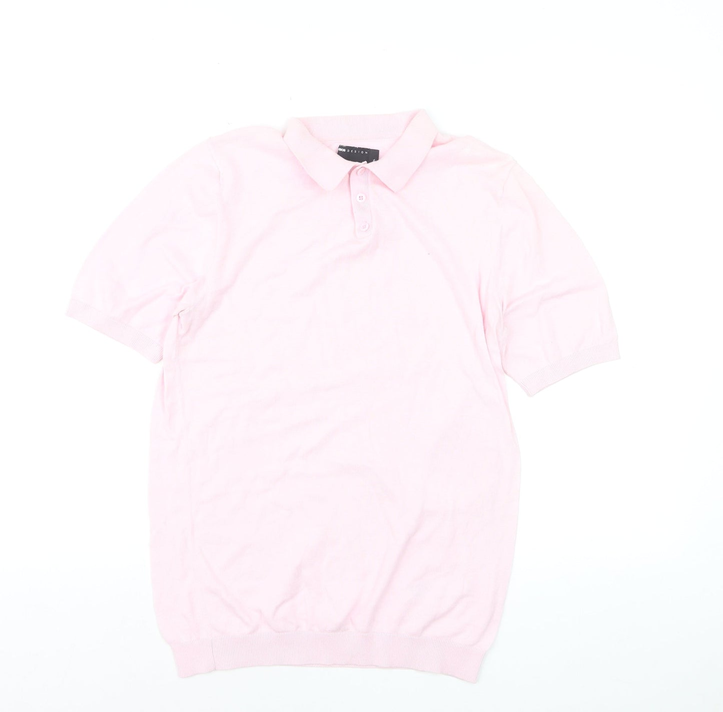 ASOS DESIGN Men's Pink XL Cotton Collared Short Sleeve Polo