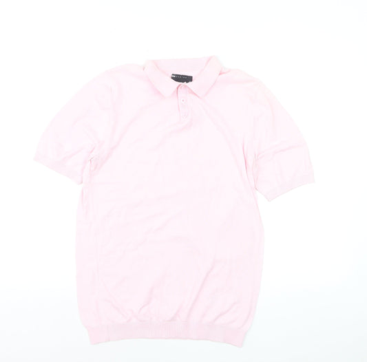 ASOS DESIGN Men's Pink XL Cotton Collared Short Sleeve Polo