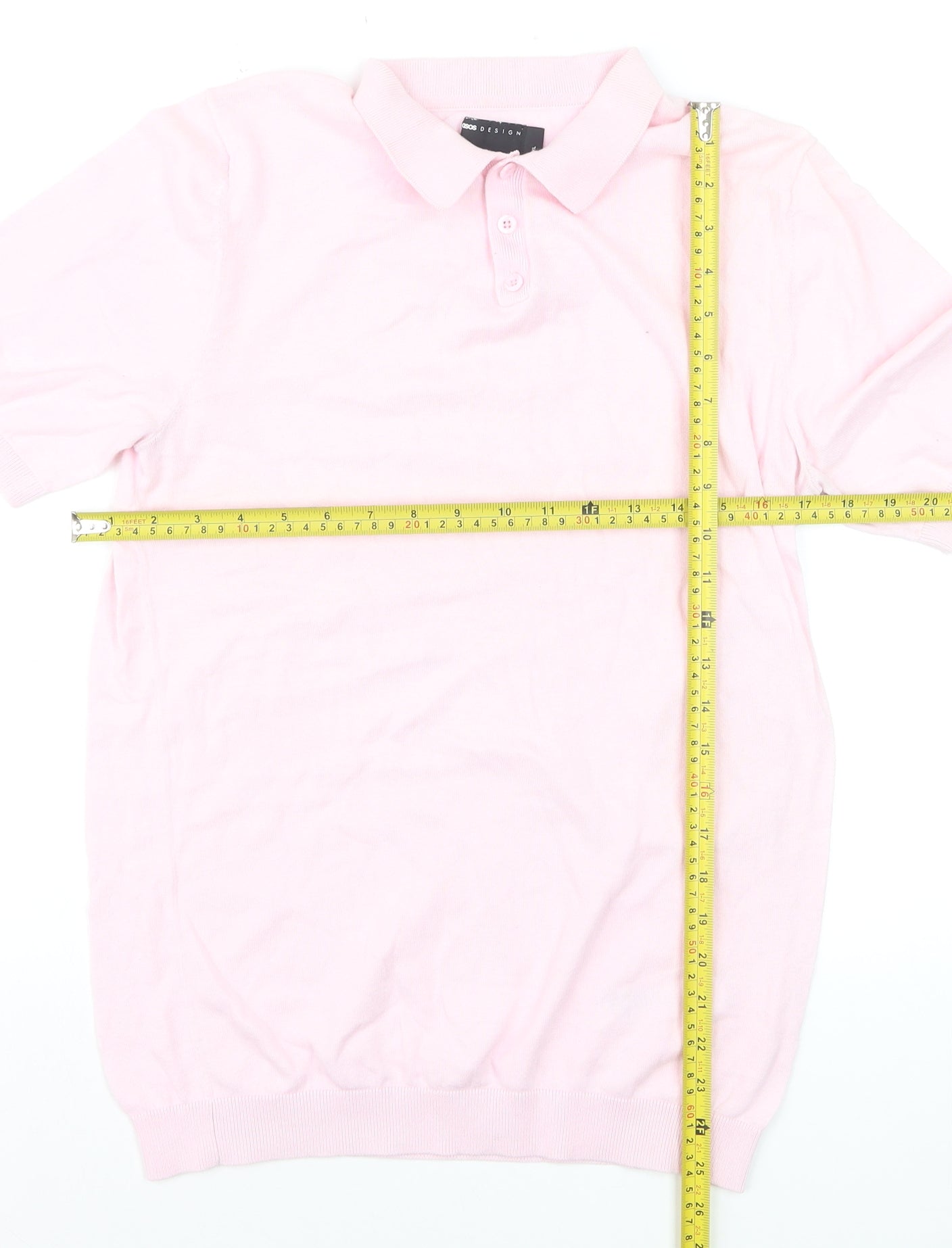 ASOS DESIGN Men's Pink XL Cotton Collared Short Sleeve Polo