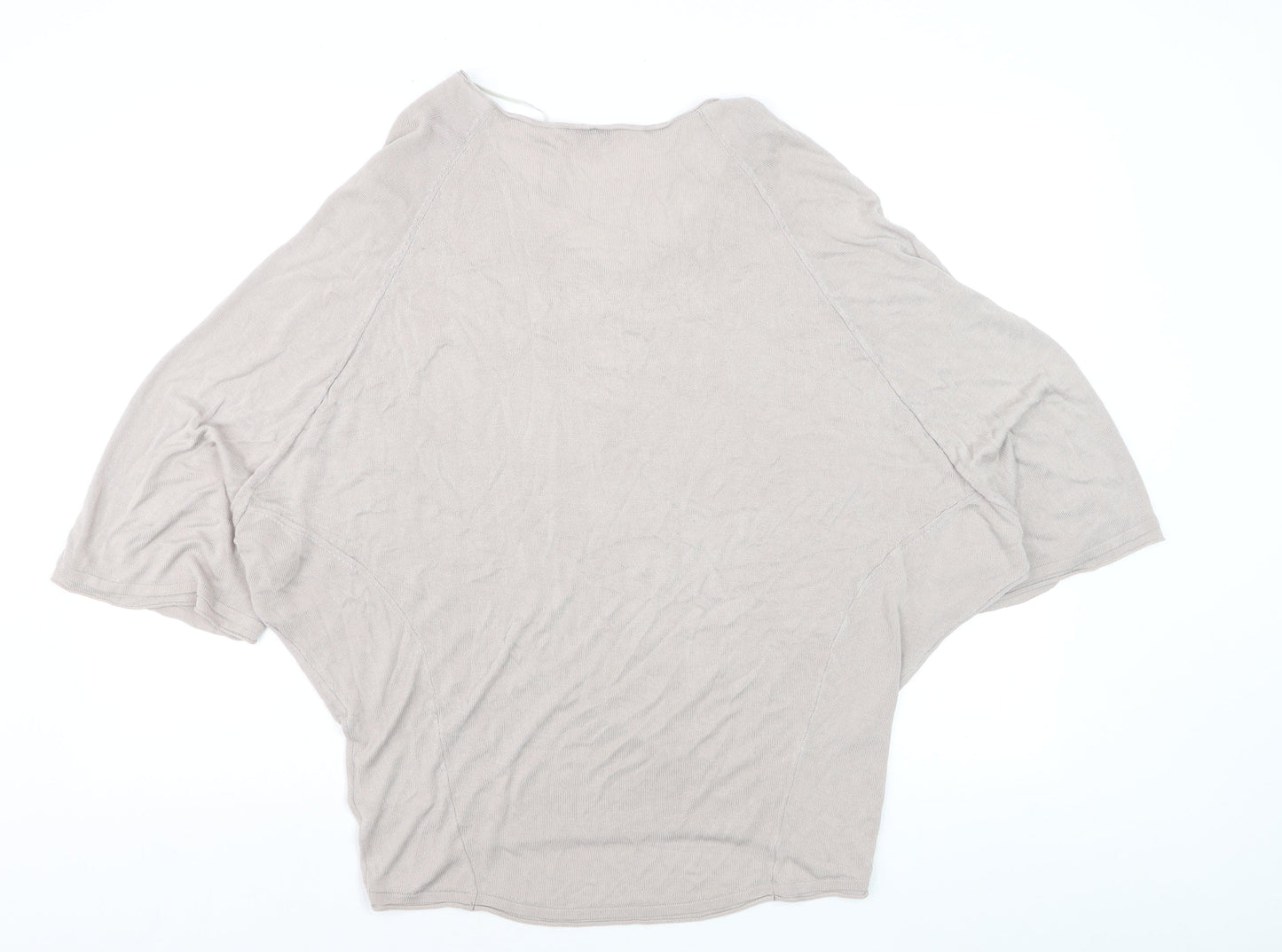 Phase Eight Women Beige V-Neck Relaxed Knit Pullover Jumper Size M