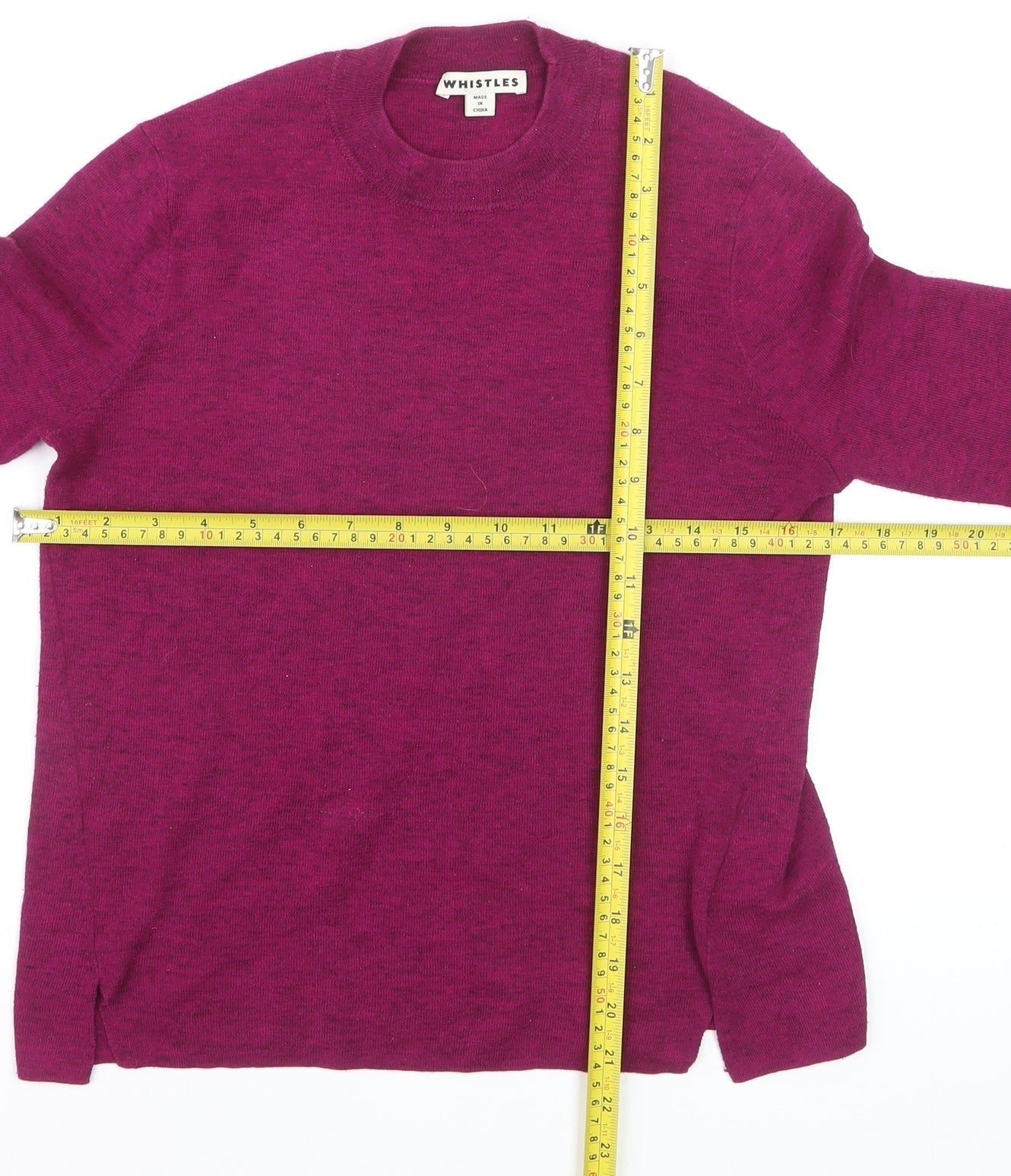 Whistles Women's Purple Cotton Blend Crew Neck Jumper Size 10