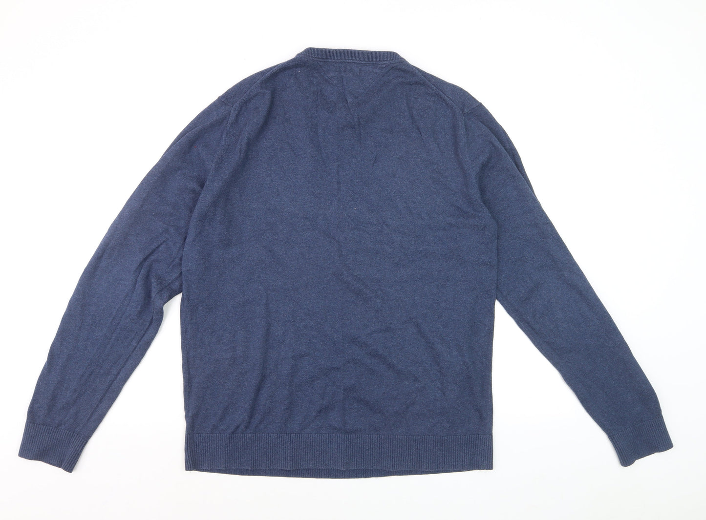 Tommy Hilfiger Men's Blue Cotton Cashmere Jumper XL Crew Neck