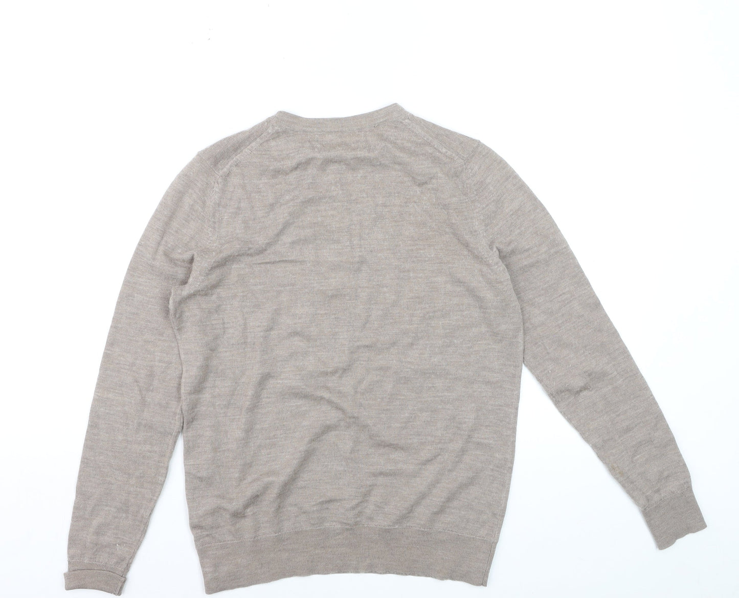 Marks and Spencer Women Beige Size 10 Crew Neck Merino Wool Jumper