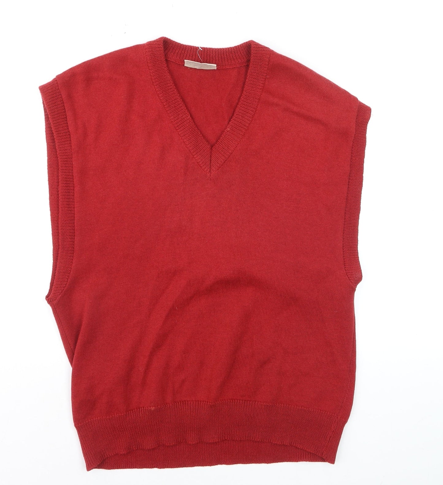 Fletcher Jones Men's Red Wool V-Neck Sleeveless Vest M