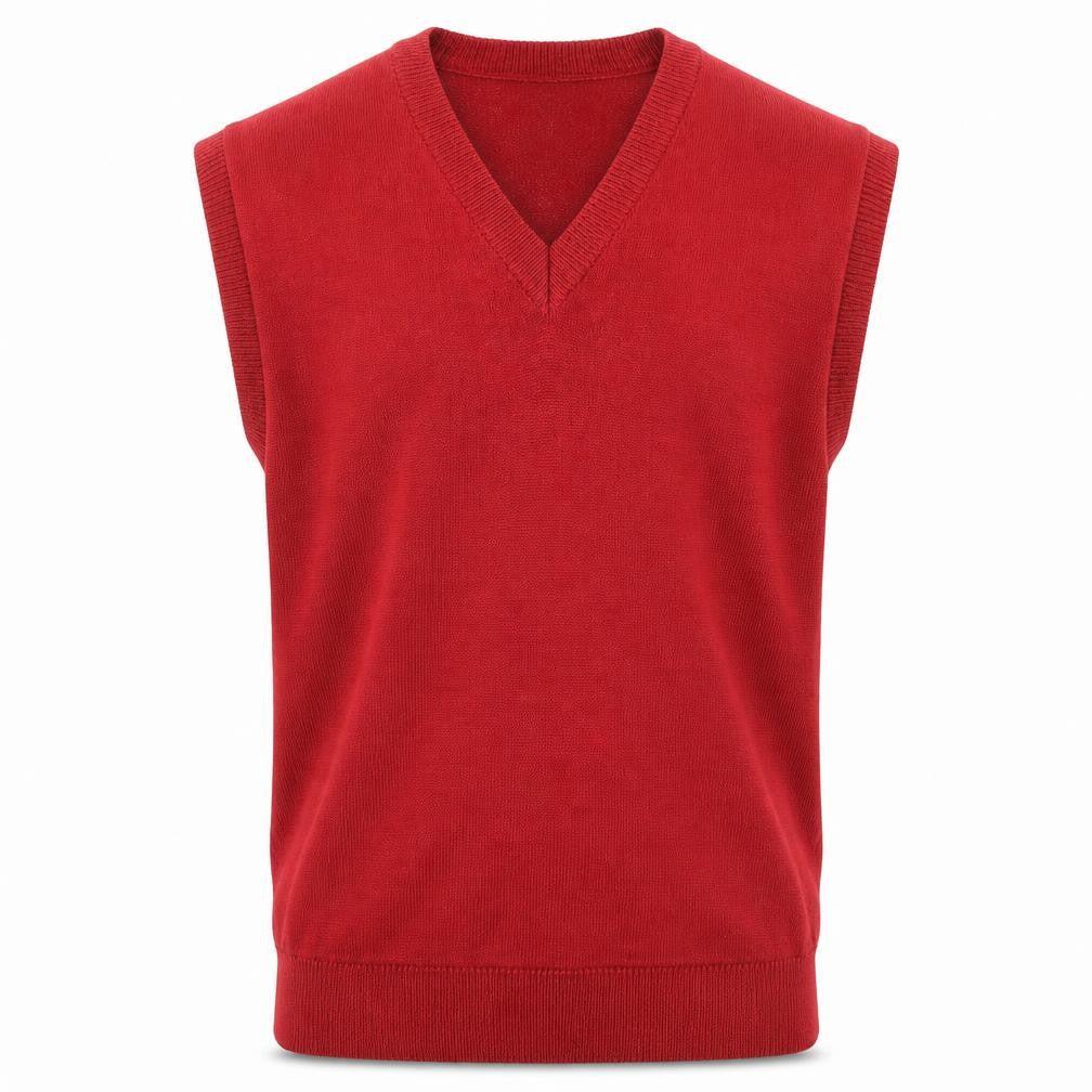 Fletcher Jones Men's Red Wool V-Neck Sleeveless Vest M