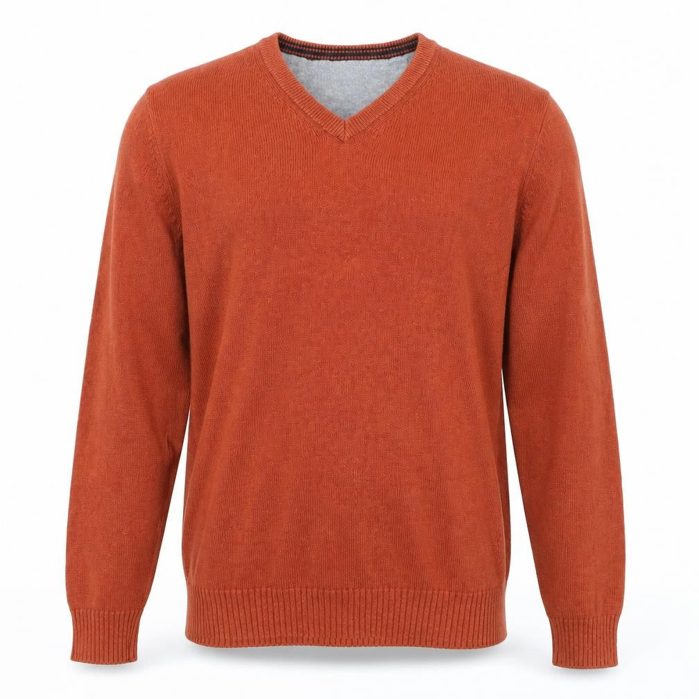 Maine New England Men's Brown V-Neck Cotton Jumper M