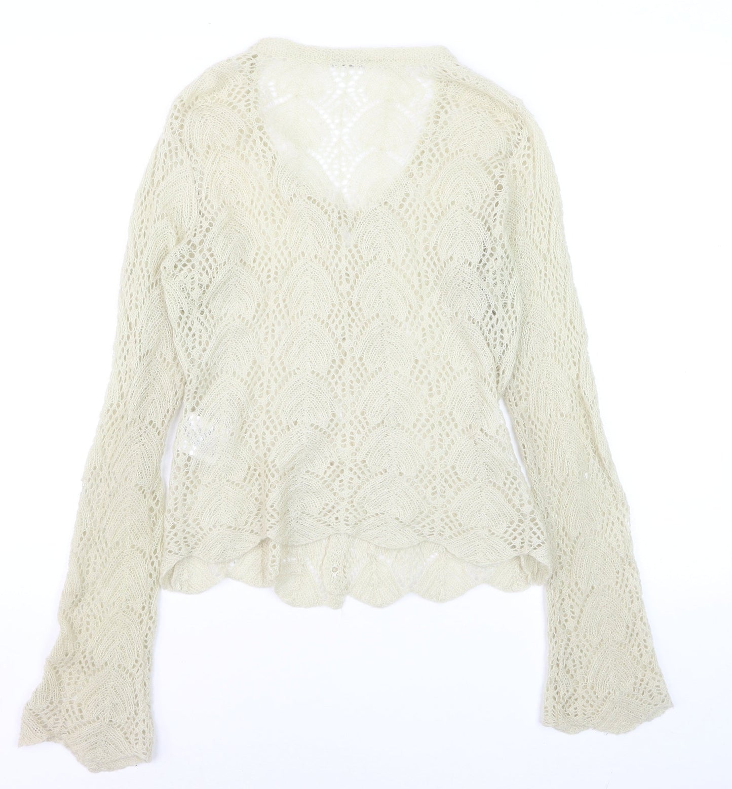 Planet Women's Beige Mohair Blend V-Neck Knit Cardigan Medium