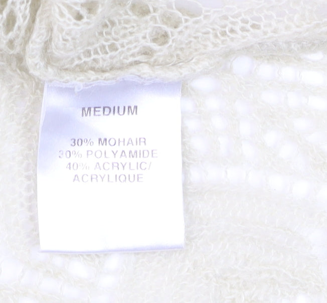 Planet Women's Beige Mohair Blend V-Neck Knit Cardigan Medium