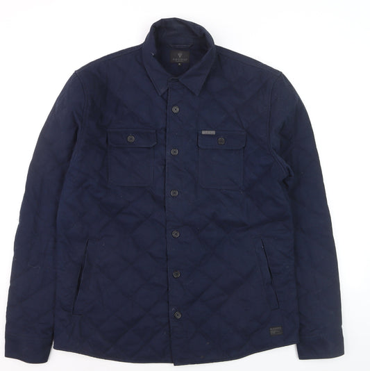 Firetrap Men's Blue Quilted Button-Up Shirt Jacket XL