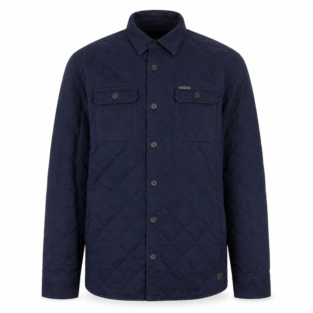 Firetrap Men's Blue Quilted Button-Up Shirt Jacket XL