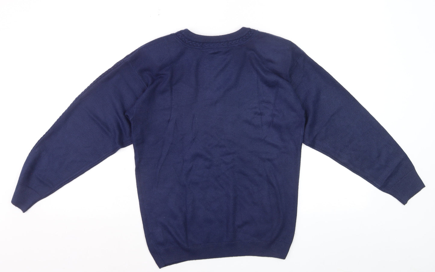 Principles Unisex Blue Acrylic Cable Knit Crew Neck Jumper Size S
