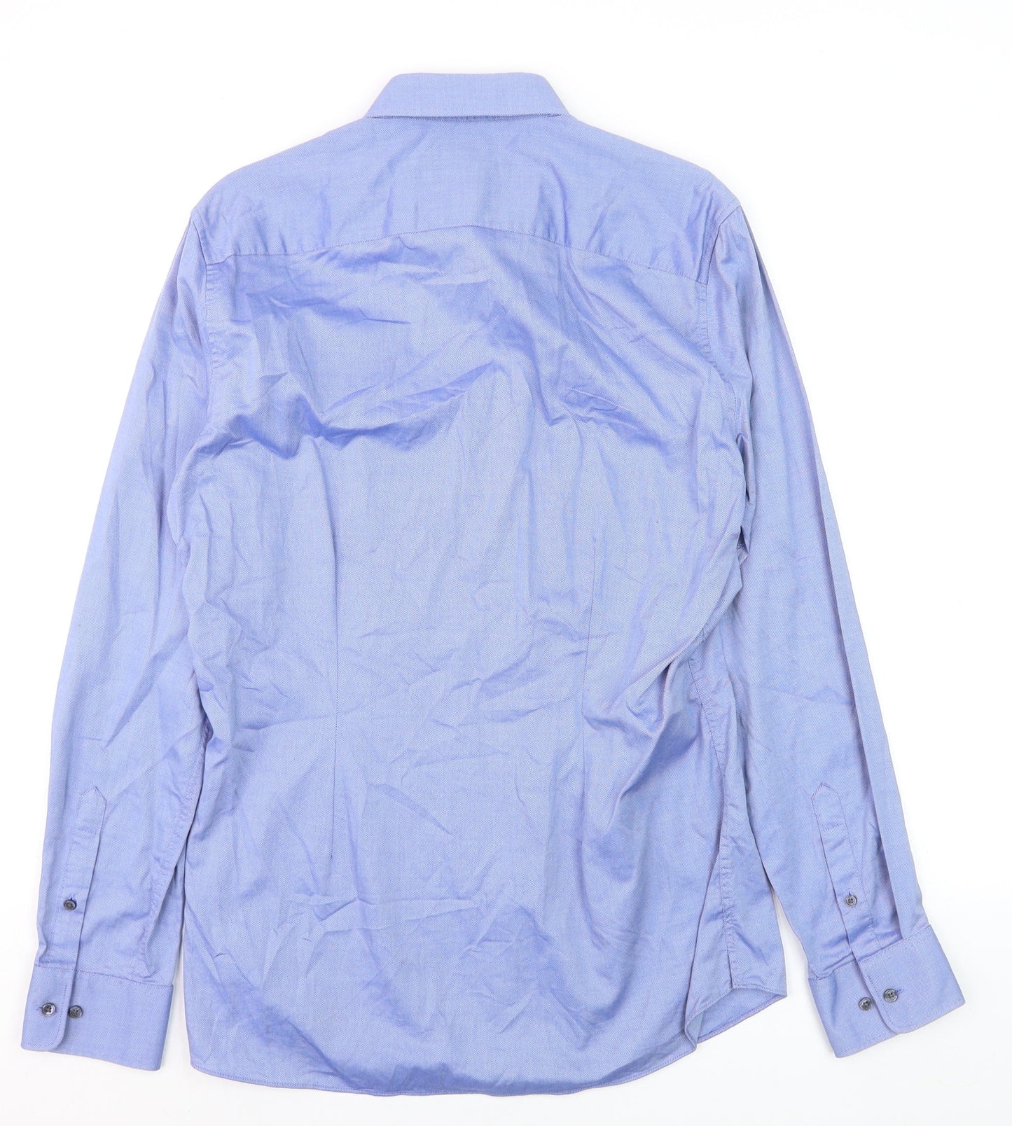 Next Men's Blue Slim Fit 100% Cotton Long Sleeve Formal Shirt 15.5in 39cm
