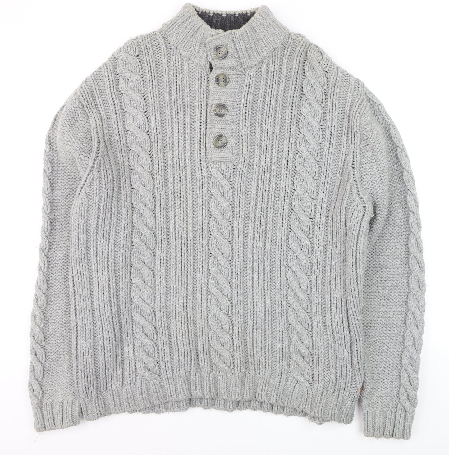 John Rocha at Debenhams Mens Grey 2XL Cable-Knit Henley Jumper