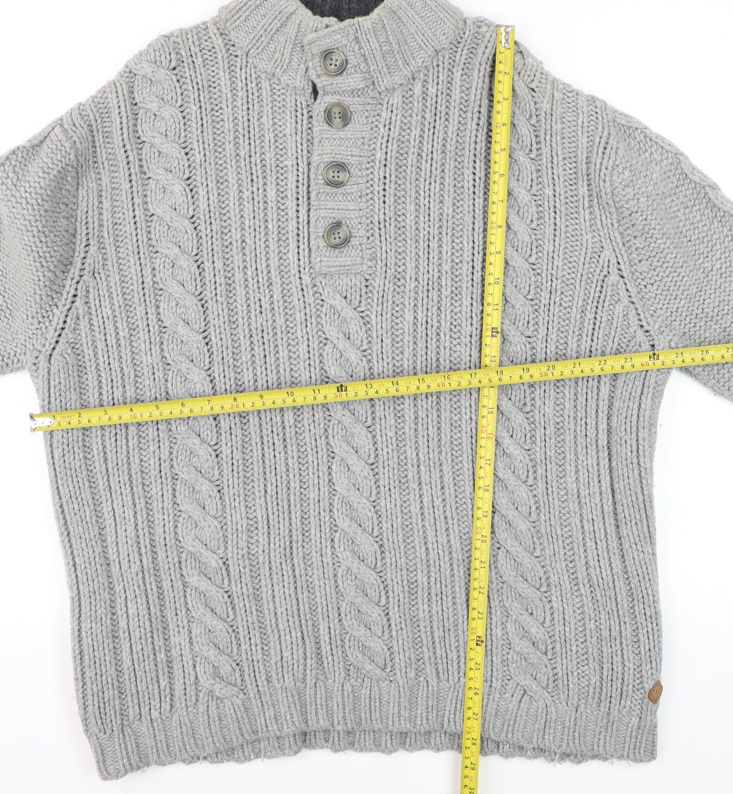 John Rocha at Debenhams Mens Grey 2XL Cable-Knit Henley Jumper