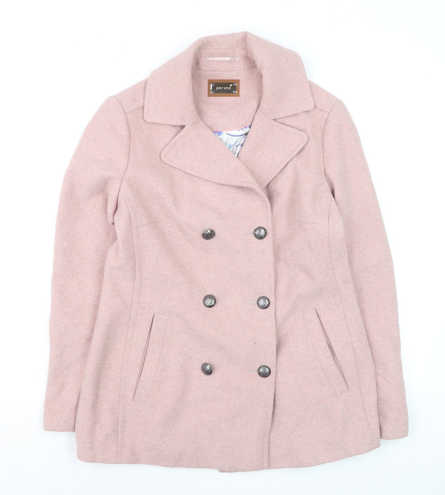 Marks and Spencer Per Una Women's Pink Wool Blend Pea Coat UK 12