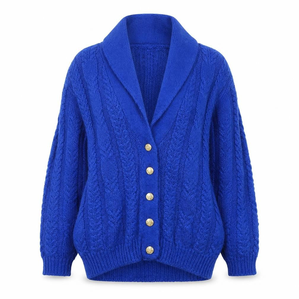 Franco Valeri Womens Blue Mohair Cable Knit Cardigan Size S