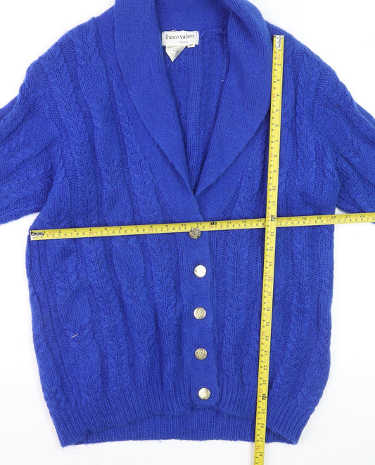 Franco Valeri Womens Blue Mohair Cable Knit Cardigan Size S
