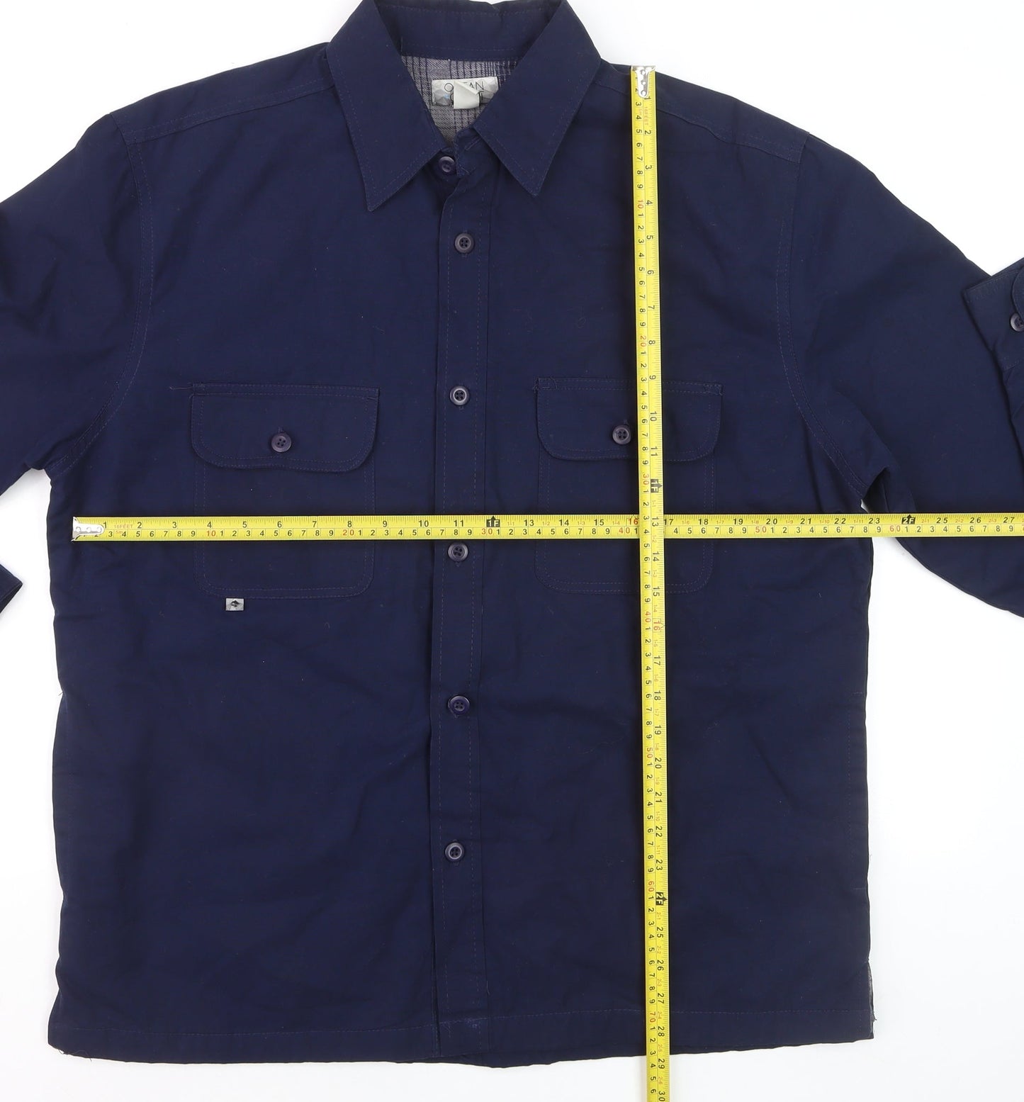 Ocean Coast Men's Blue Cotton Button-Up Long Sleeve Shirt Size M