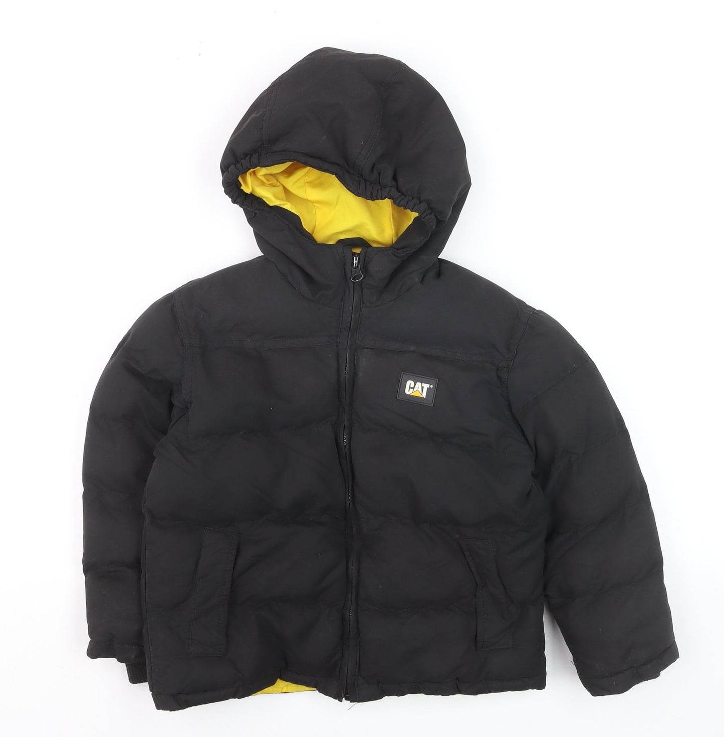 CAT Boys Black Hooded Puffer Jacket 4-5 Years Winter Insulated Coat