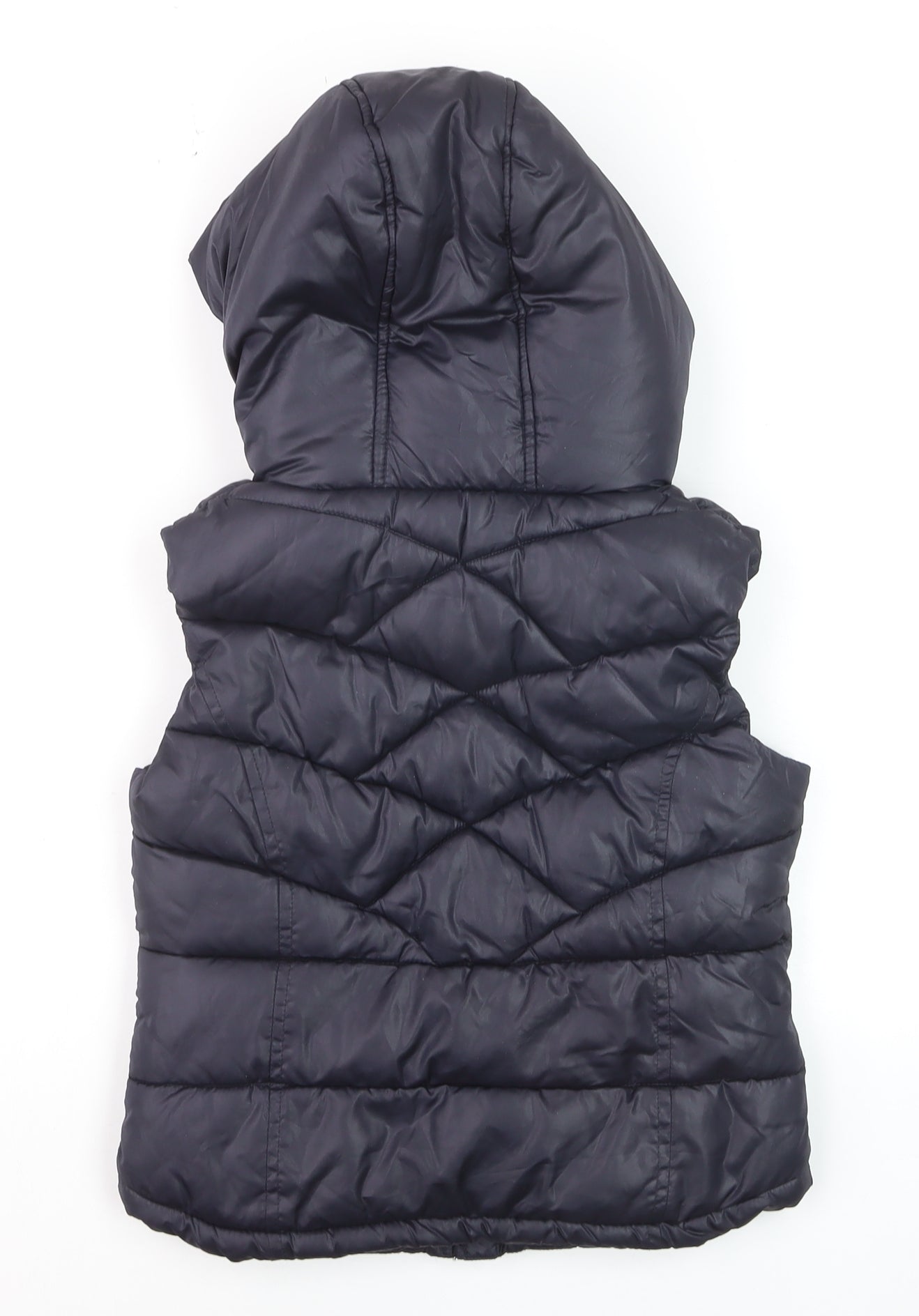 Next Girls Black Hooded Puffer Gilet 9 Years Polyester Lined Waistcoat