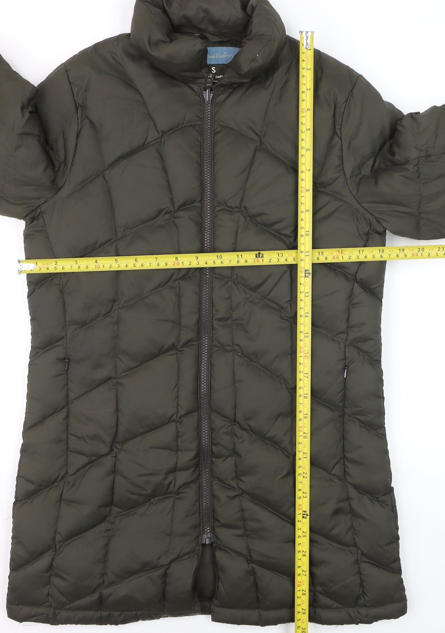 WindRiver Women’s Green Puffer Jacket Small Petite Down Insulated
