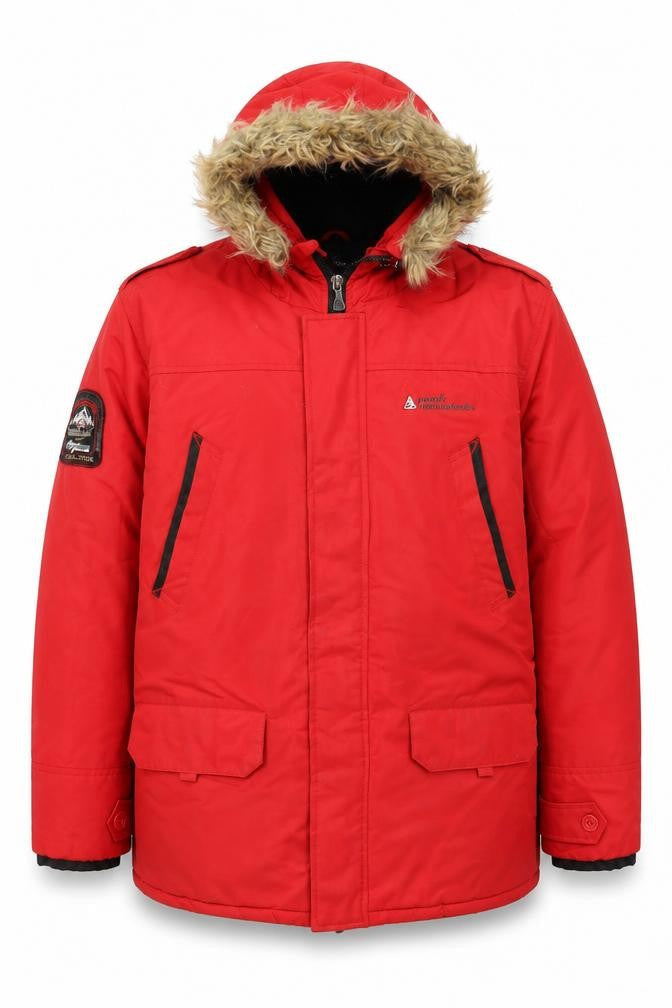 Peak Mountain Mens Red XL Waterproof Hooded Parka Jacket