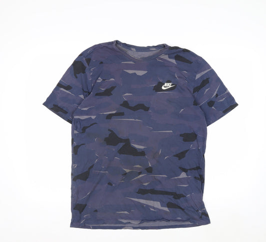 Nike Men's Blue Camouflage Athletic Fit Cotton T-Shirt Size S
