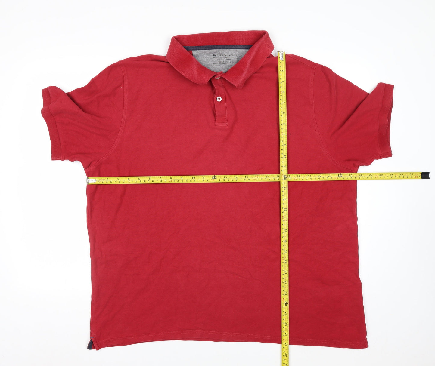 Modern Essentials Men's Red Pure Cotton Piqué Polo Shirt XXXL Regular Fit