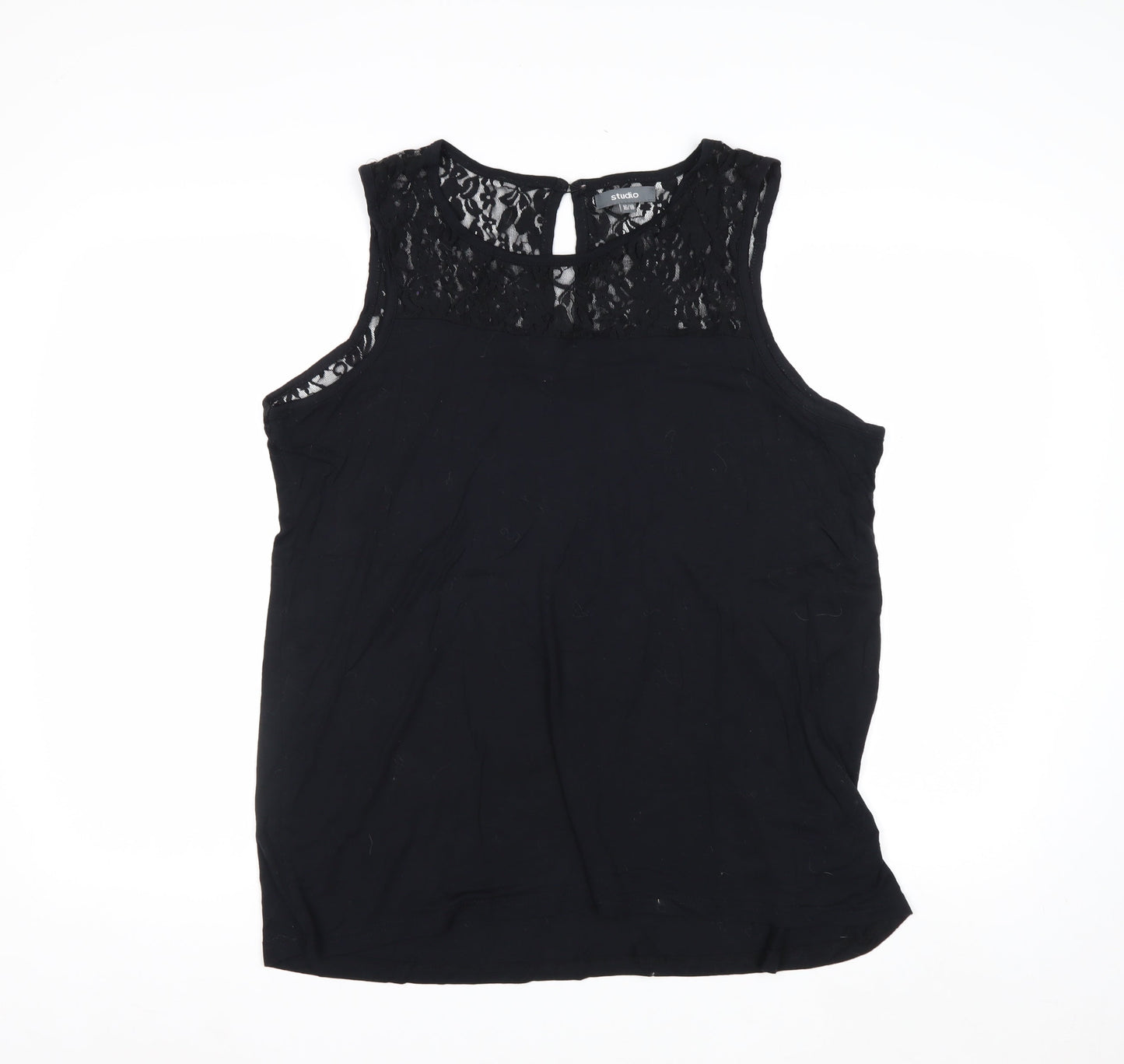 Studio Women’s Black Lace Sleeveless Camisole Blouse Size 16