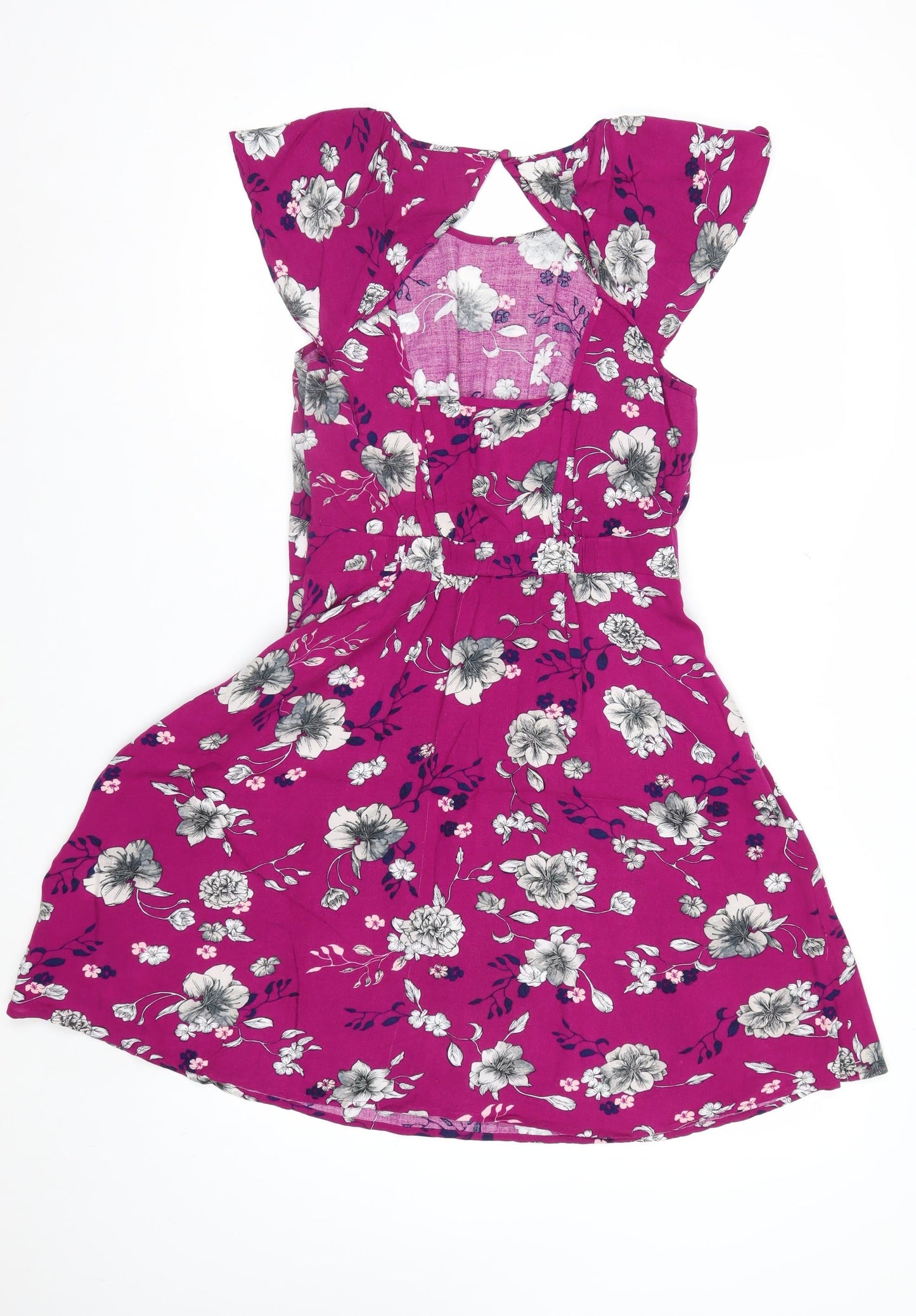 Warehouse Women’s Pink Floral Fit & Flare Dress Size 10 Summer