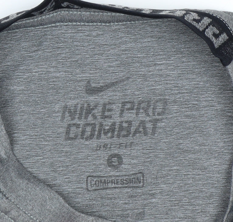Nike Men's Grey Pro Combat Dri-FIT Compression Long Sleeve Top S