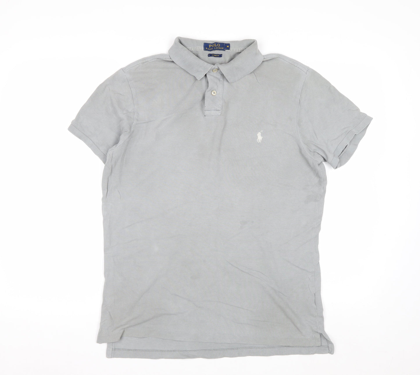 Ralph Lauren Men's Grey Custom Fit Polo Shirt Size M