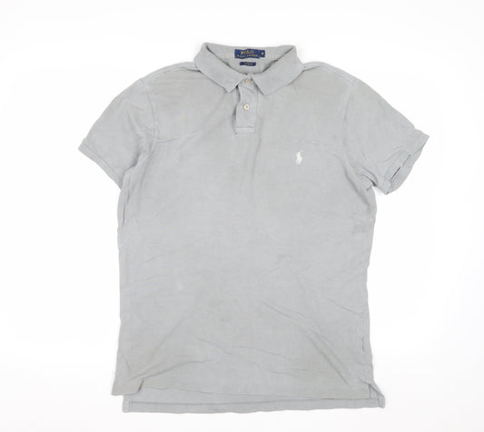 Ralph Lauren Men's Grey Custom Fit Polo Shirt Size M