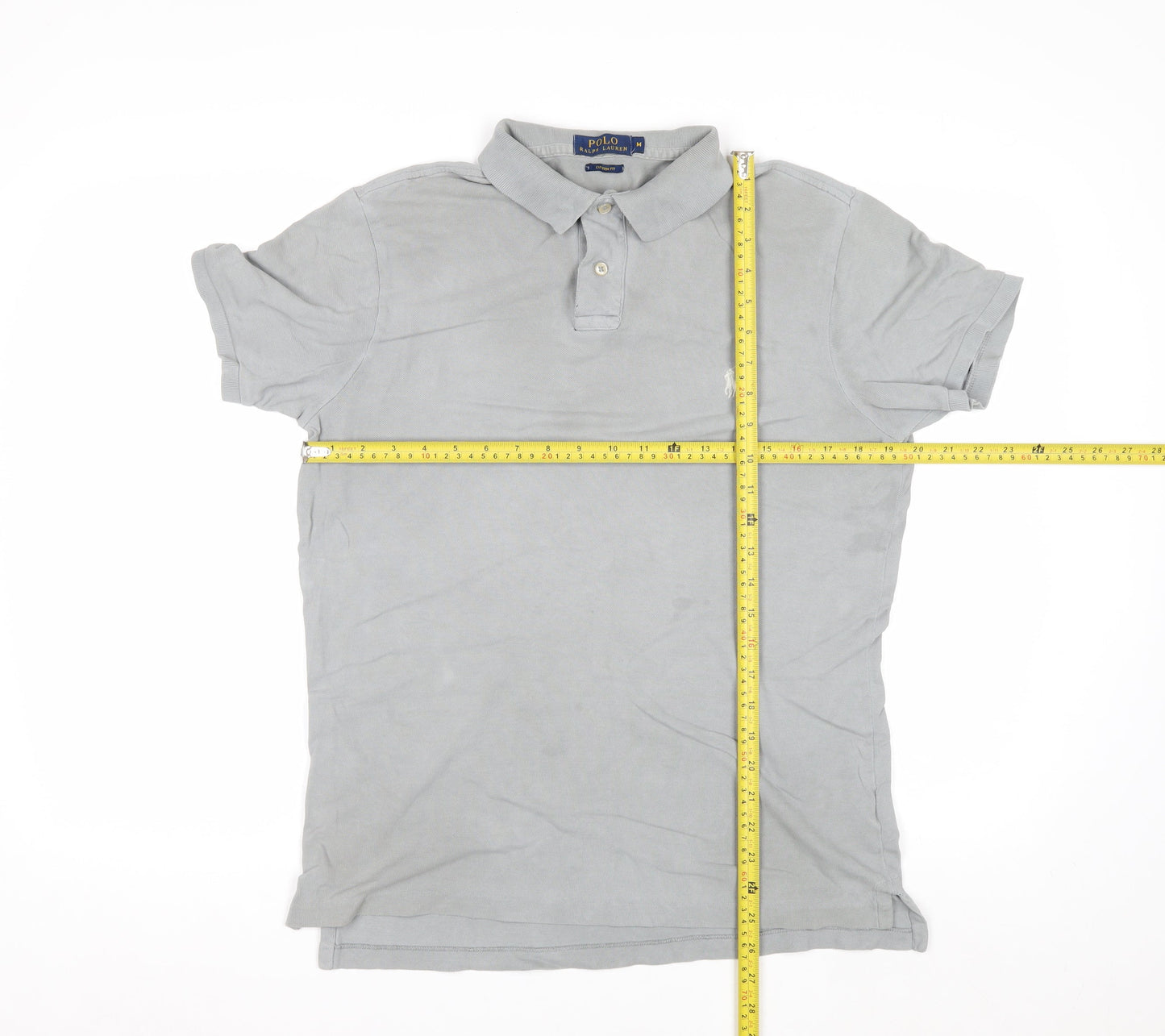 Ralph Lauren Men's Grey Custom Fit Polo Shirt Size M