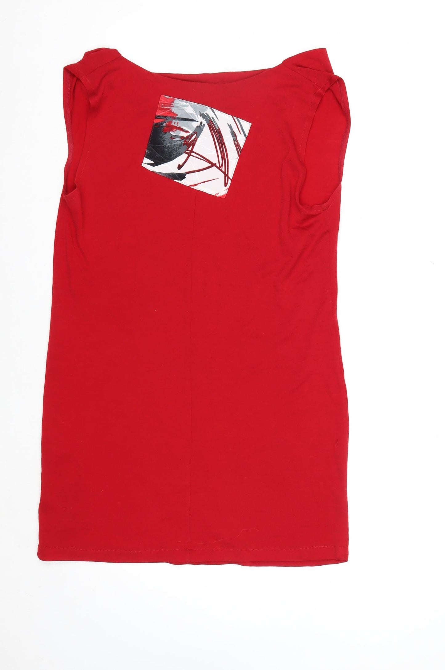 Angel A Women's Red Merino Wool Sleeveless Boat Neck T-Shirt Size S