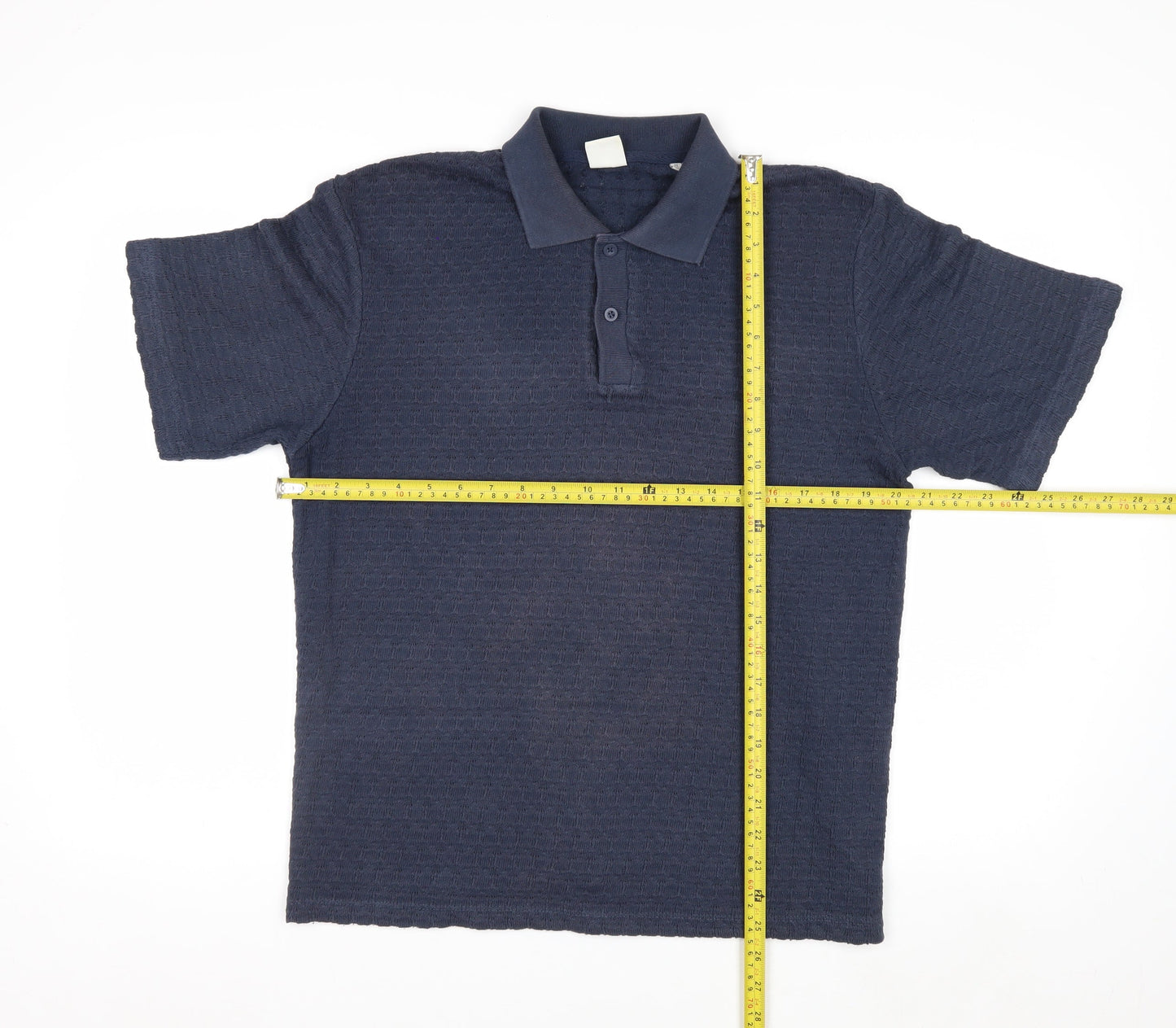Jack & Jones Men’s Blue Textured Short Sleeve Polo Shirt M