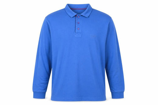 Cotton Traders Men's Blue Long Sleeve Polo Shirt M 100% Cotton