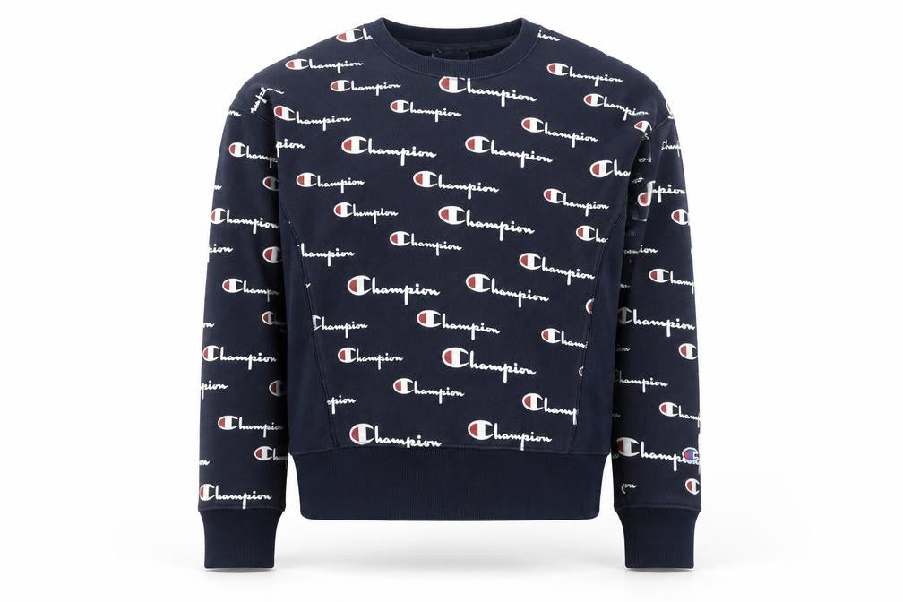 Champion Men's Blue Small Reverse Weave Logo Pullover Jumper