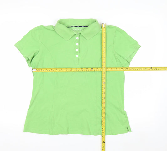 Lee Riders Women's Green Polo Shirt Size L Cotton Stretch