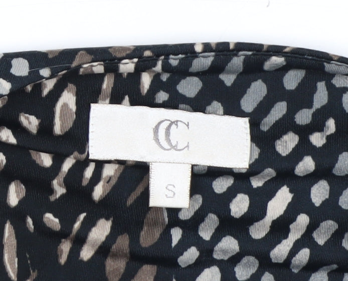 CC Women’s Black Multicoloured Animal Print Long Sleeve Wrap Top Size S
