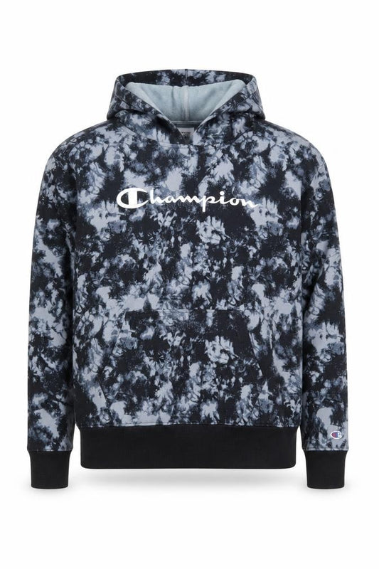 Champion Men's Blue Tie-Dye Pullover Hoodie M Fleece Logo Gymwear