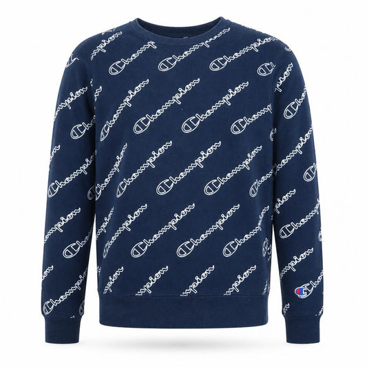 Champion Mens Blue Logo Pullover Sweatshirt Size L Regular Fit